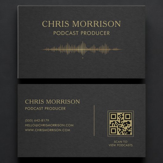 Carte De Visite Podcast Producer Black Gold QR Code
