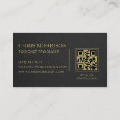 Carte De Visite Podcast Producer QR Code Black Gold (Dos)