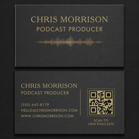 Carte De Visite Podcast Producer QR Code Black Gold