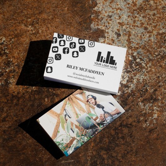 Carte De Visite Podcaster Influenceur du logo des icônes des média