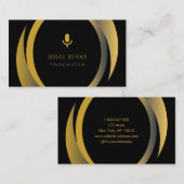 Carte De Visite Podcaster, Podcast Black & Gold (Devant / Derrière)