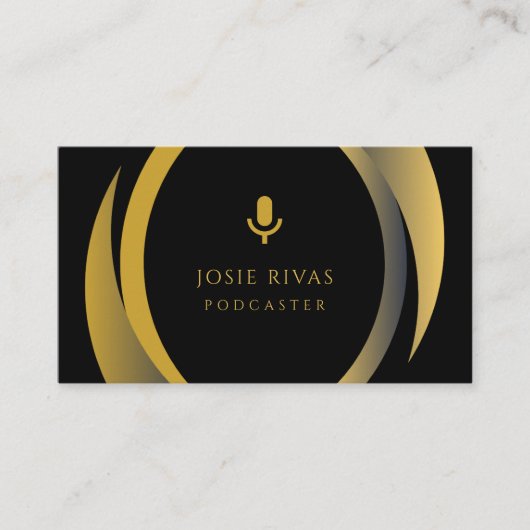 Carte De Visite Podcaster, Podcast Black & Gold (Devant)