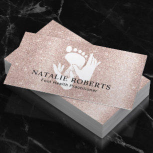 Carte De Visite Podiatrist Foot Massage Therapy Blush Rose Gold