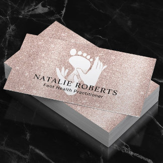 Carte De Visite Podiatrist Foot Massage Therapy Blush Rose Gold