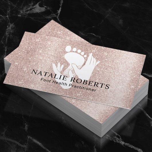 Carte De Visite Podiatrist Foot Massage Therapy Blush Rose Gold