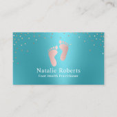 Carte De Visite Podiatriste Massage Pied Turquoise & Or Rose (Devant)