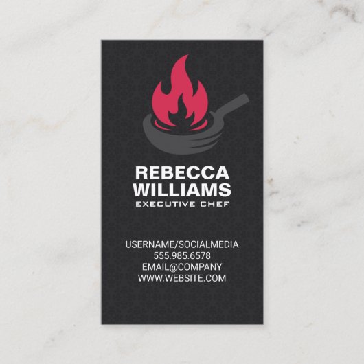 Carte De Visite Poêle à frire | Logo de la flamme (Devant)