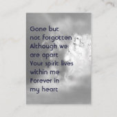 Carte De Visite Poem Memorial Keepsake Angel Sky Clouds (Dos)