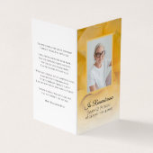 Carte De Visite Poème funéraire Fleur de Rose Jaune / Prière (Extérieur)