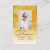 Carte De Visite Poème funéraire Fleur de Rose Jaune / Prière (Devant)