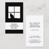 Carte De Visite Poète assis Noir Blanc Chat Moderne Plain Vertical (Devant / Derrière)