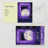 Carte De Visite POIDS BLANCS À LA FENÊTRE, monogramme perle bleu (Devant / Derrière)