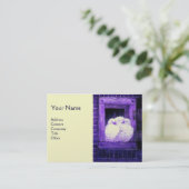 Carte De Visite POIDS BLANCS À LA FENÊTRE, monogramme perle bleu (Debout devant)