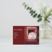 Carte De Visite POIDS BLANCS À LA FENÊTRE, monogramme rouge brun (Debout devant)