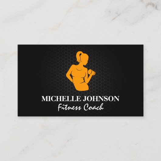 Carte De Visite Poids de la femme curling | Métal carbone (Devant)