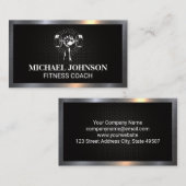 Carte De Visite Poids de levage | Fitness | Bordure métallique (Devant / Derrière)