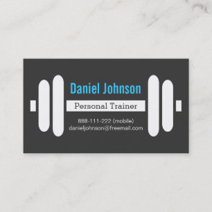 Carte De Visite Poids de Personal Trainer de Fitness Moderne Noir