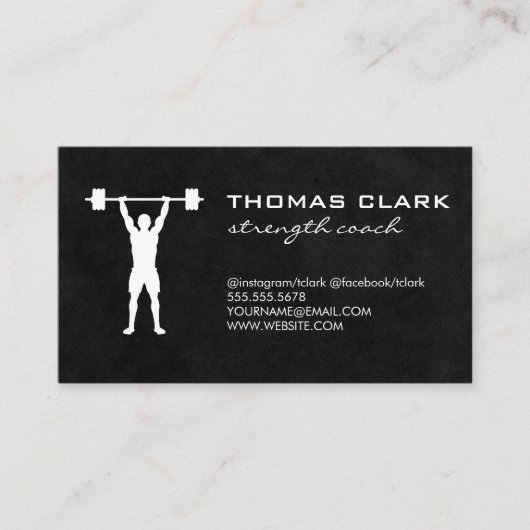 Carte De Visite Poids Lifter Force Entraîneur (Devant)