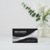 Carte De Visite Poignée - Argent métallique Abstrait (Debout devant)