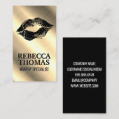 Carte De Visite Poignée de maquillage | Métallique d'or (Devant / Derrière)