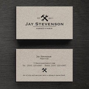 Carte De Visite Poignée de réparation de maison marteau et clé