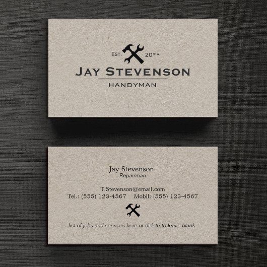 Carte De Visite Poignée de réparation de maison marteau et clé