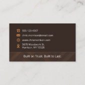 Carte De Visite Poignée de texture en bois et entrepreneur général (Dos)