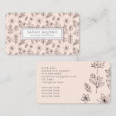 Carte De Visite Poignée Flore Botanique Rose Doula Naissance (Devant / Derrière)