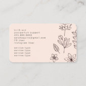 Carte De Visite Poignée Flore Botanique Rose Doula Naissance (Dos)
