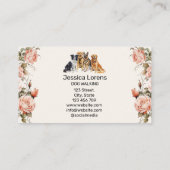 Carte De Visite Poigneuse à fleurs, Groomer pour animaux de compag (Dos)