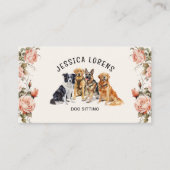 Carte De Visite Poigneuse à fleurs, Groomer pour animaux de compag (Devant)