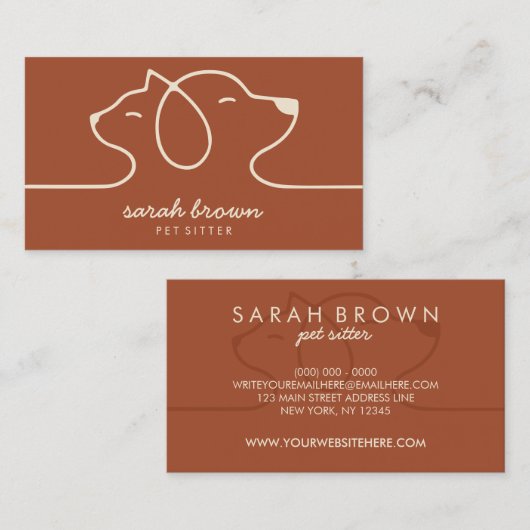 Carte De Visite Poings Punch Loyauté Terracotta chat chien animal (Devant / Derrière)