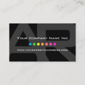 Carte De Visite Point de base noir et gris de monogramme élégant (Dos)