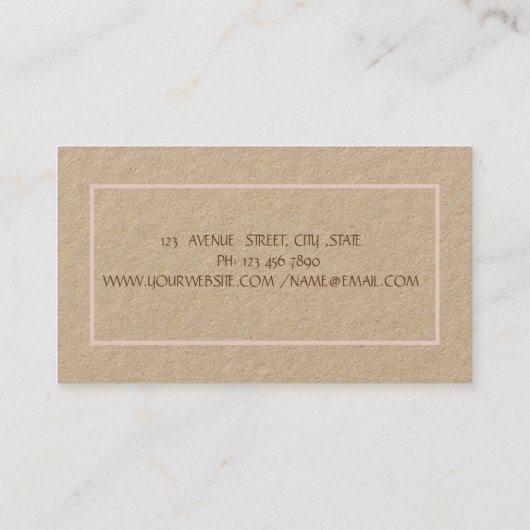 Carte De Visite Point Or Rose Kraft simple et élégant (Dos)