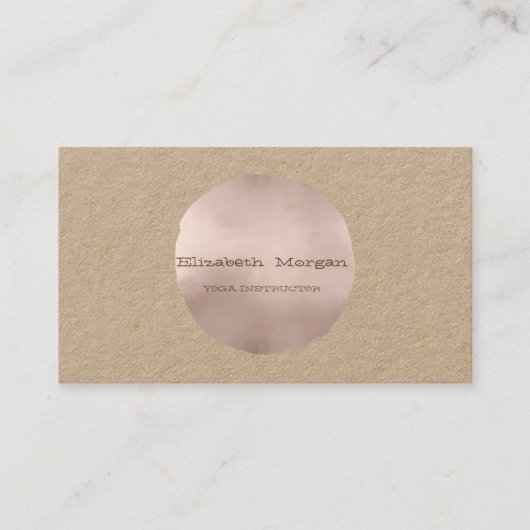 Carte De Visite Point Or Rose Kraft simple et élégant (Devant)