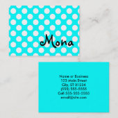 Carte De Visite Point Polka blanc personnalisé (Devant / Derrière)