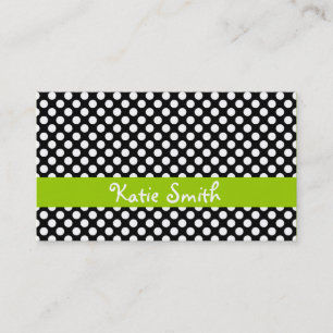 Carte De Visite Point Polka noir et citron vert