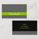 Carte De Visite Point Polka noir et citron vert (Devant / Derrière)
