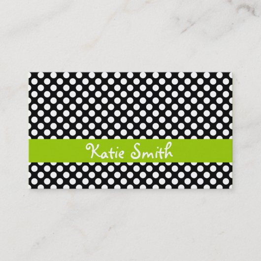 Carte De Visite Point Polka noir et citron vert (Devant)