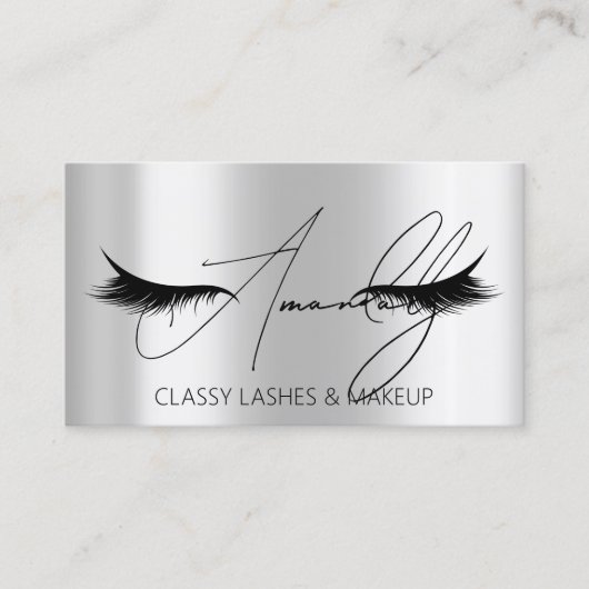 Carte De Visite Pointe de maquillage Lash QR LOGO Microblade Silve (Devant)