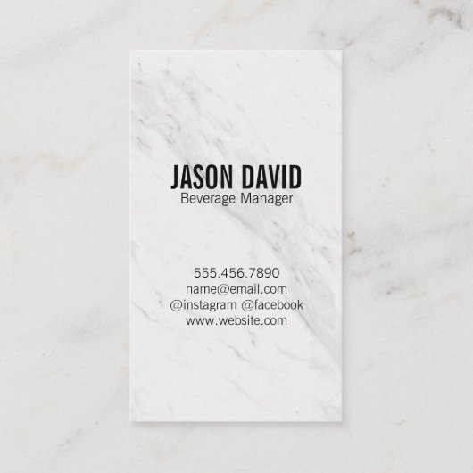 Carte De Visite Pointe de marbre de bière (Dos)