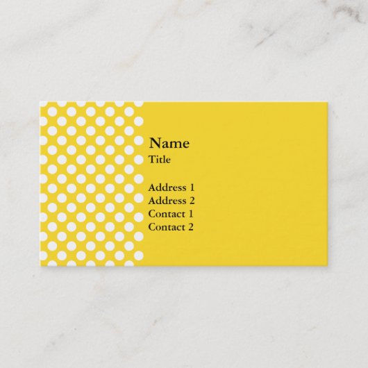 Carte De Visite Pointe Polka blanche et jaune (Devant)