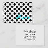 Carte De Visite Pointe Polka blanche et noire personnalisée (Devant / Derrière)