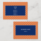 Carte De Visite Pointe Polka blanche orange avec Bleu Royal (Devant / Derrière)