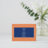 Carte De Visite Pointe Polka blanche orange avec Bleu Royal (Debout devant)