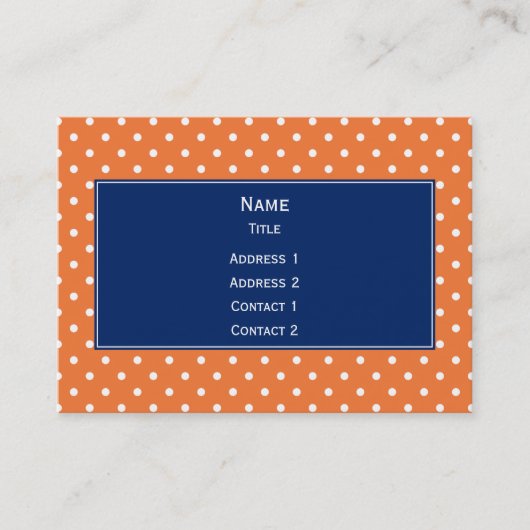 Carte De Visite Pointe Polka blanche orange avec Bleu Royal (Devant)