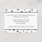 Carte De Visite Pointe Polka Noir et Blanc Personnalisé Monogramme (Dos)