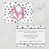 Carte De Visite Pointe Polka Noir et Blanc Personnalisé Monogramme (Devant / Derrière)