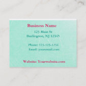 Carte De Visite Pointe Polka turquoise et blanche avec Bow rose et (Dos)