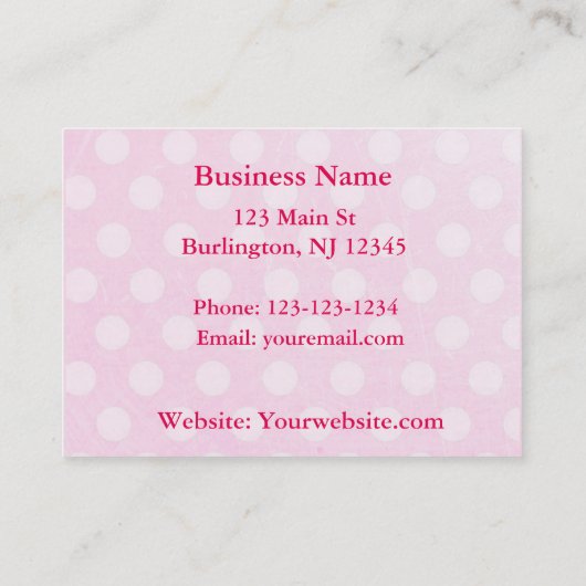 Carte De Visite Pointe rose et blanche avec poitrine rose et Parti (Dos)